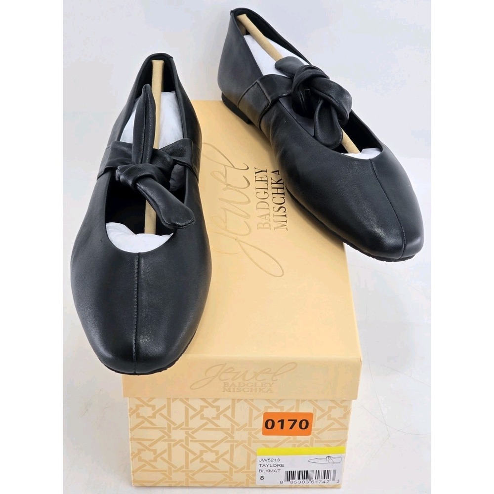 Jewel Badgley Mischka Taylore Round Toe Mary Jane Flats - Black - Size 8 M‎ NIB